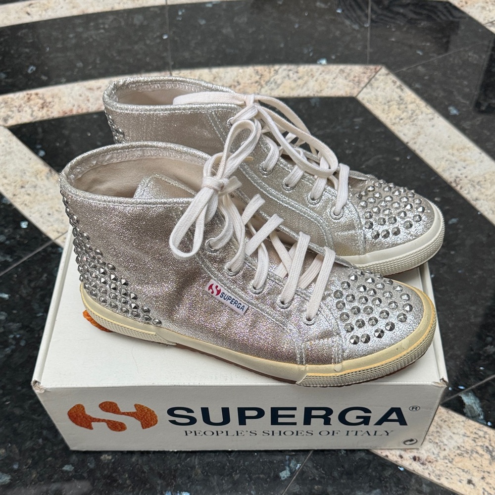 Superga Shimmering Silver Studded High-Tops